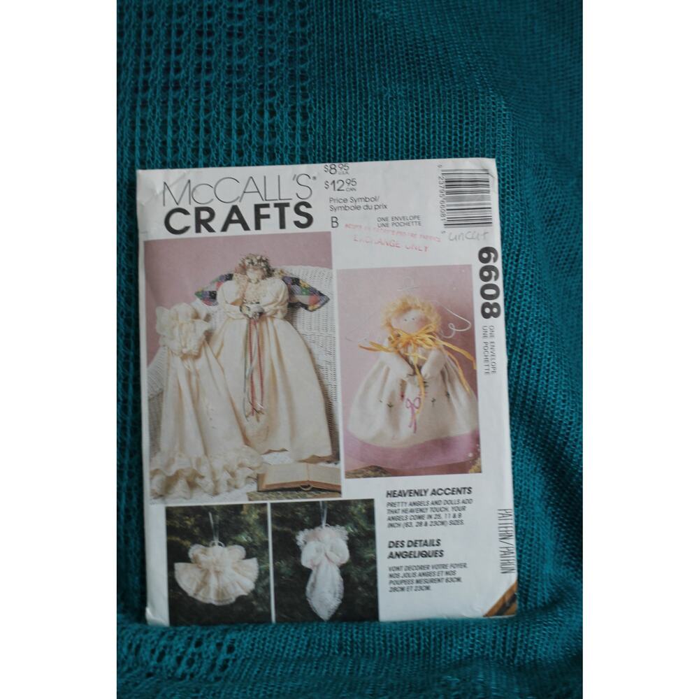 McCalls 6608 Sewing pattern Angel dolls 25in 11 in 9 in pillow case doll